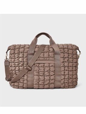Quilted Travel Duffle Bag - Taupe